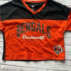 NFL Cincinnati Bengals Black and Orange Jersey V-Neck